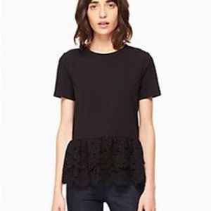 Kate Spade Black Short Sleeve Shirt with Lace